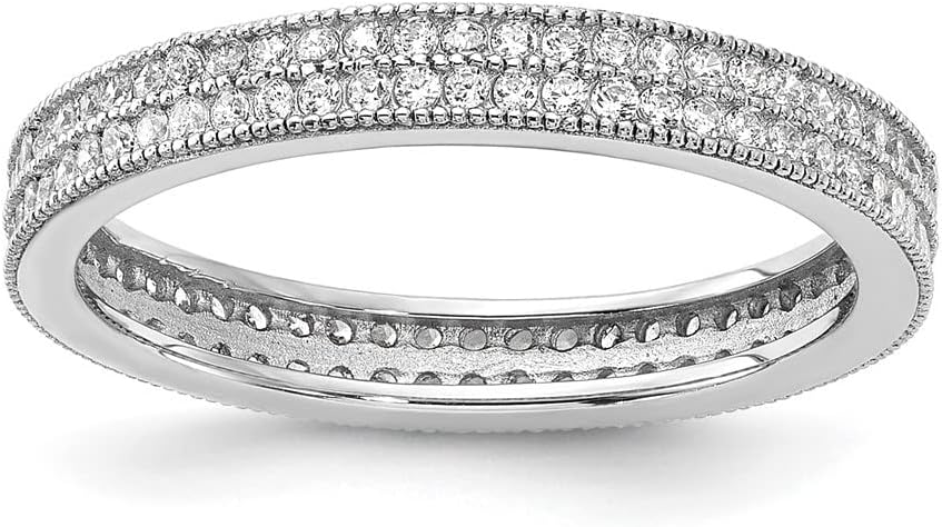 Diamond2Deal Cheryl M Sterling Silver Rhodium-plated Brilliant-cut Cubic Zirconia Two Row Eternity Ring