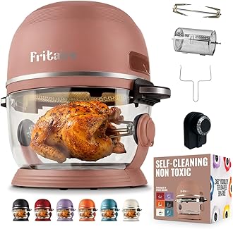Non Toxic Air Fryer™ 9-in-1 Functions - Glass AirFryer 5 Quart w/ 360 Visibility, Self-Cleaning, 400F Vortex Air Fryer for Even Cooking, BPA-Free Teflon Free, Rotisserie, Roast, Bake, Mauve Rose