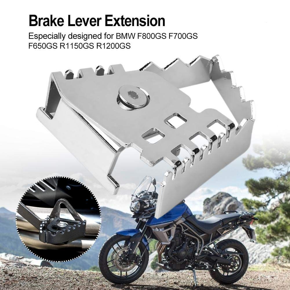 Pedale Leva Freno Posteriore per Moto Aramox Enlarge Estensione pad Estensione per F800GS F700GS F650GS R1150GS R1200GS(Silver)
