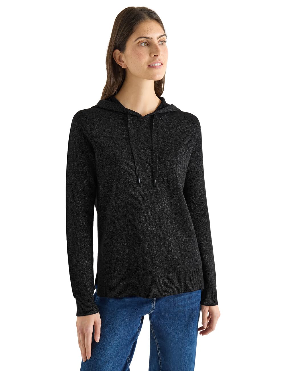 Cecil Damen Jacquard Hoodie mit Glitzer