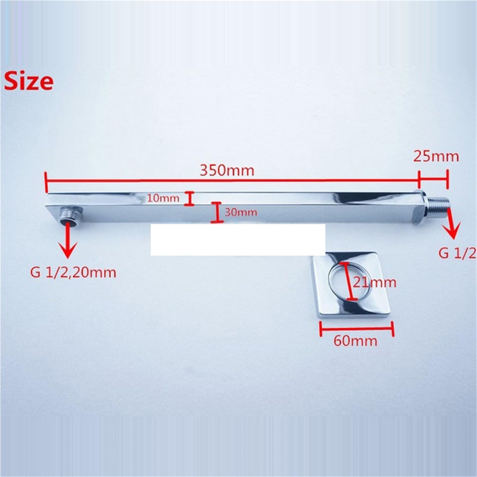 20 cm x 20 cm deszczownica. Ultracienka deszczownica z ramieniem i Chuveiro Ducha z ramieniem 42 cm. Akcesoria Banheiro