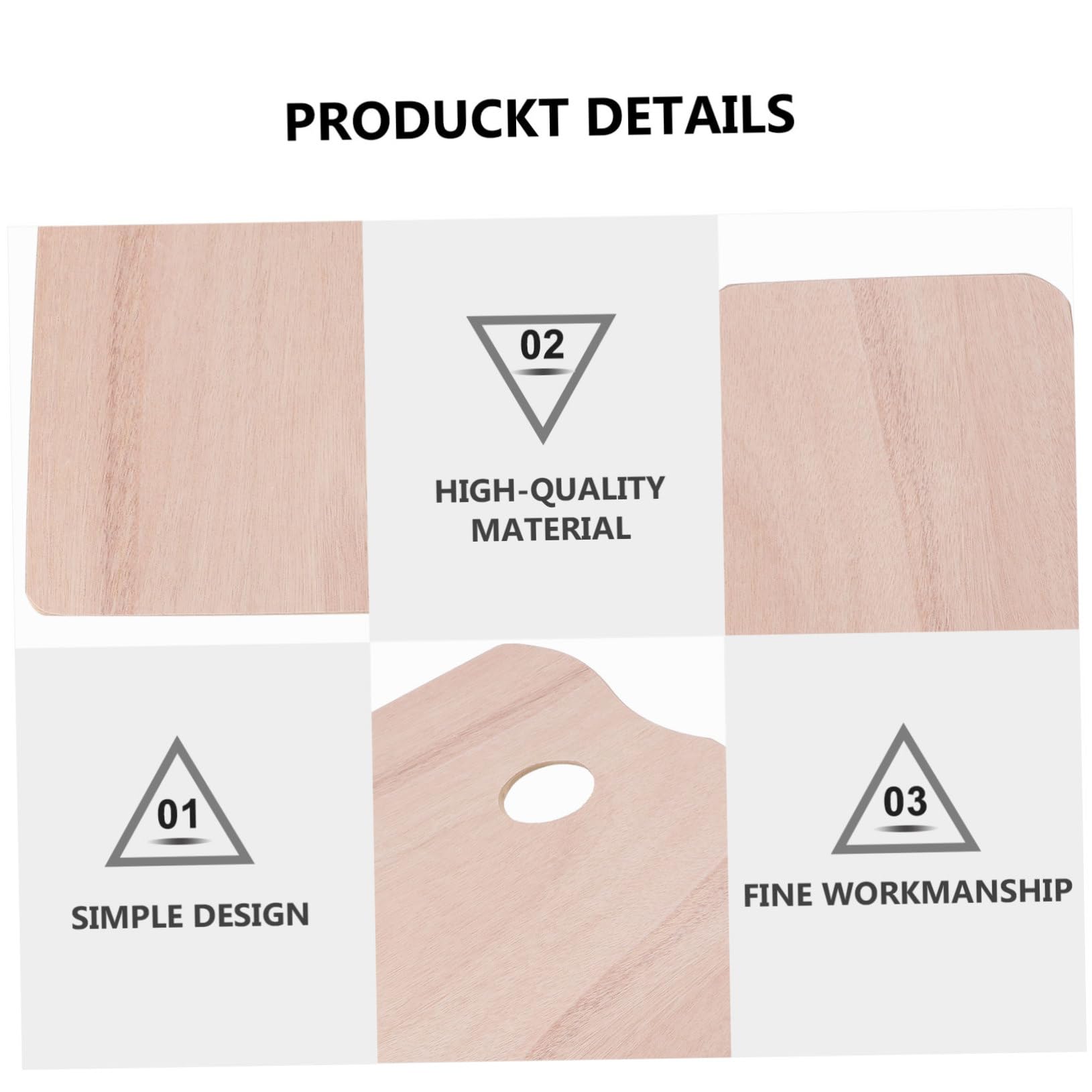 Tavolozza a Forma Quadrata a Pesce in Legno Beige con Impugnatura, Leggera e Versatile per Pittura Acrilica e Uso Domestico, per Hobbisti e Studenti