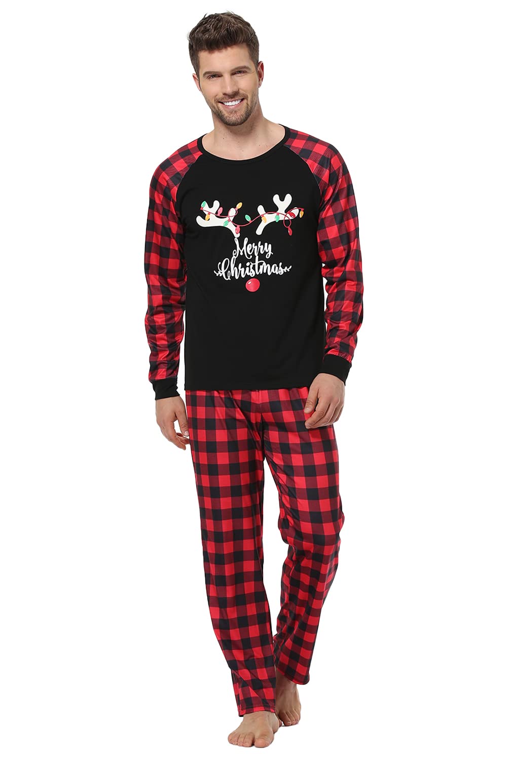 MyFav Family Matching Christmas Pyjamas Set Xmas Pjs Sleepwear Long Sleeve Nightwear for Womens Mens Girls Boys Kids