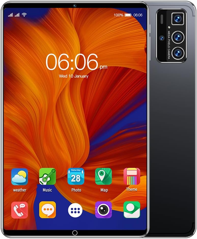 Domary Tablet Com Tela Sensível Ao Toque Transparente de 10,1 Polegadas, 8 GB de RAM, 128 GB ROM, Longo Tempo Espera, Conexão BT para Aprendizagem e Entretenimento (Plugue UE)