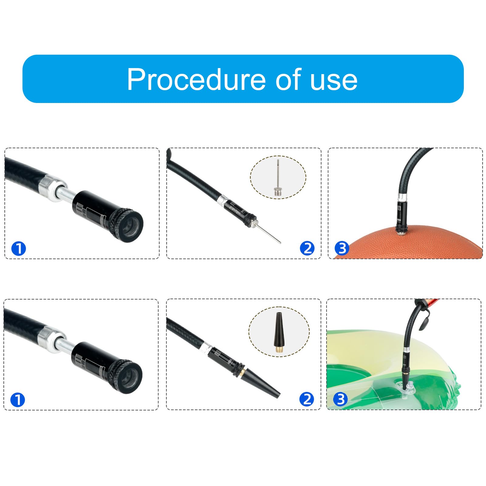 Adaptateur De Tuyère De Soupape De Pneu De Bicyclette, Kit De Gonfleur Daiguille De Pompe A Bille De 8 Pieces Adaptateur De Tuyere Daiguille Pour Jouet Gonflable Balle De Sport Et Bicyclette 89621308
