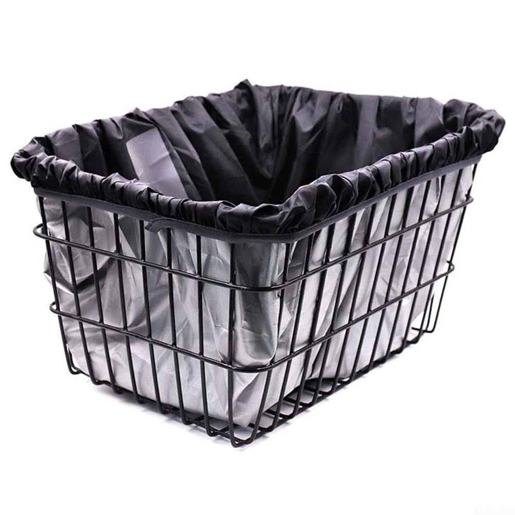 Yhenlovtt Waterproof Bike Basket Liner, 210D Oxford Rainproof Cover with Reflective Lining, Adjustable Fit for Standard Front Bicycle Baskets, Black(42 * 33 * 25CM)