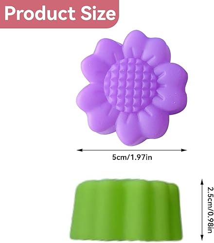 Miniatura 3 de Cyrank Moldes de silicona para magdalenas, 24 moldes para magdalenas, mini forma de flor, tazas de silicona para hornear, forros reutilizables para