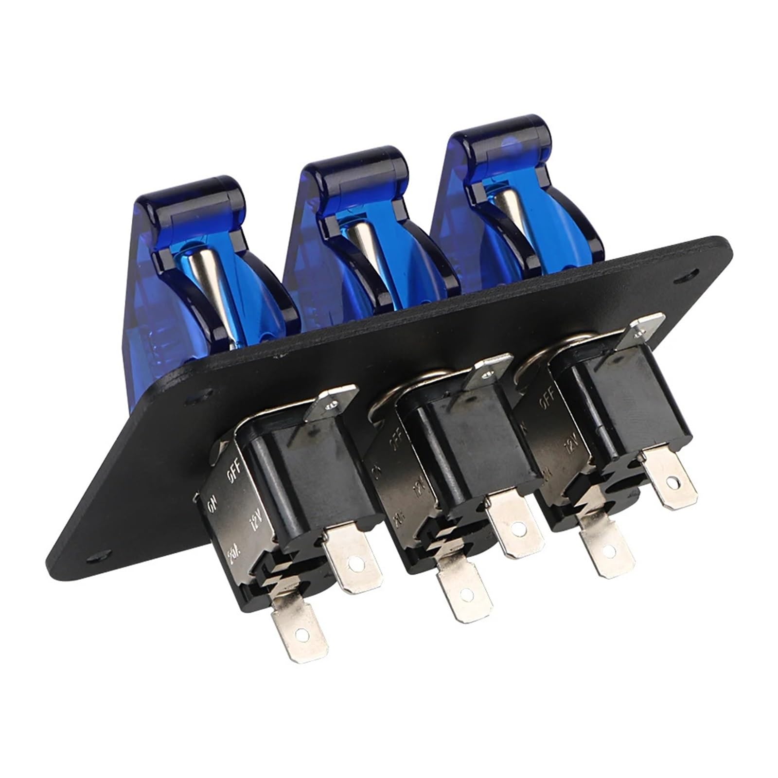 Interruptor de encendido/apagado de alta resistencia con luz LED, panel de interruptor basculante de 3 posiciones, interruptor de motor de coche de s de 12 V-24 V CC(Rot)
