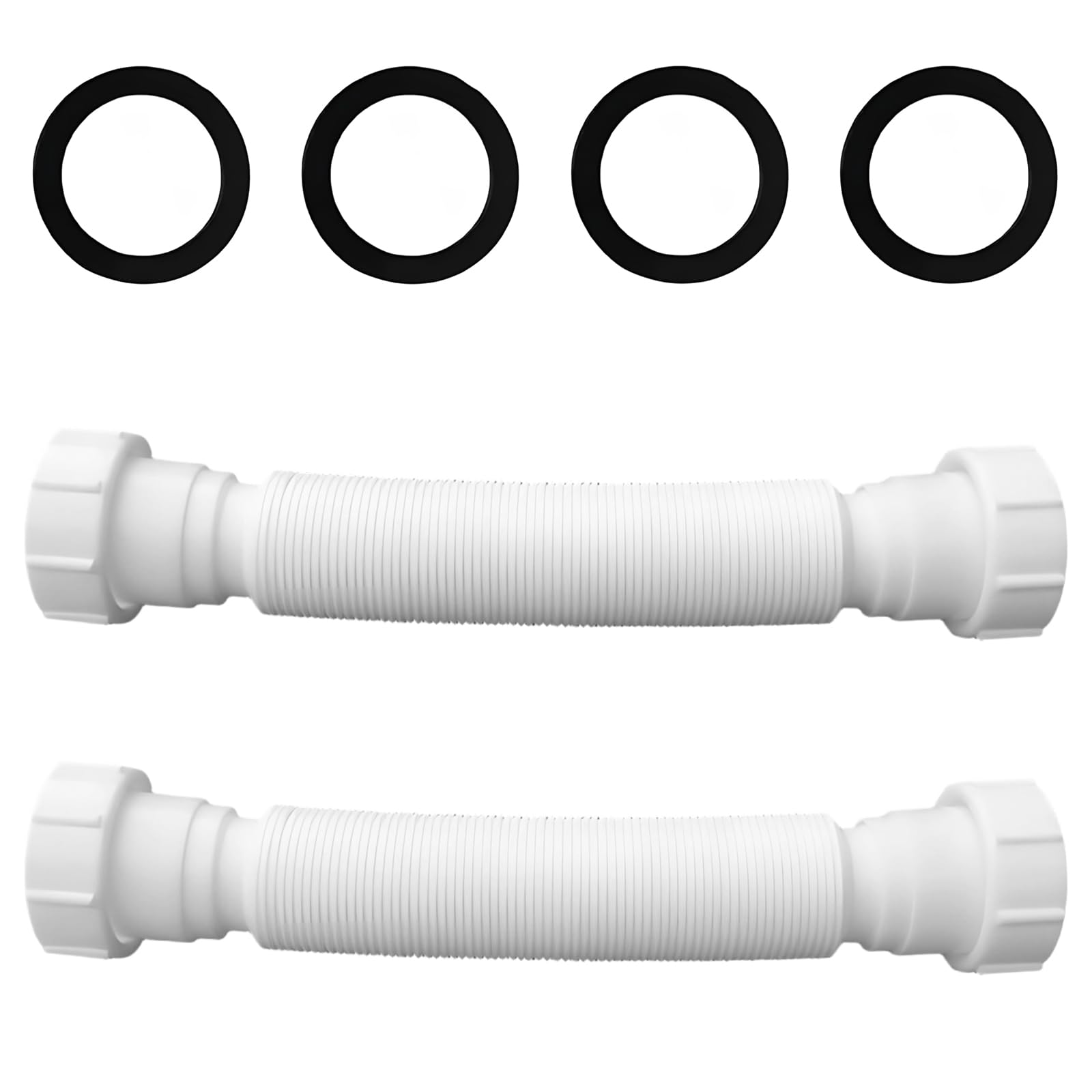 Waste Pipe, 2-Pack Flexible Sink Pipe Fittings, Adjustable Plumbing Connectors for Kitchen Sink Replacement and Bathroom Basin Installation, Universal Waste Pipe Connector Set