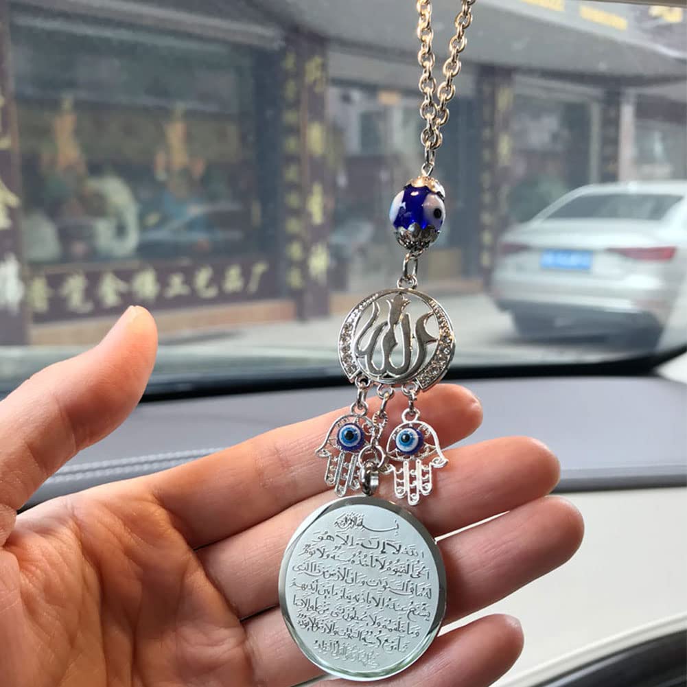 Gold Or Silver Muslim Allah Ayatul Kursi Hamsa Hand Of Fatima Car Pendant Car Hanging