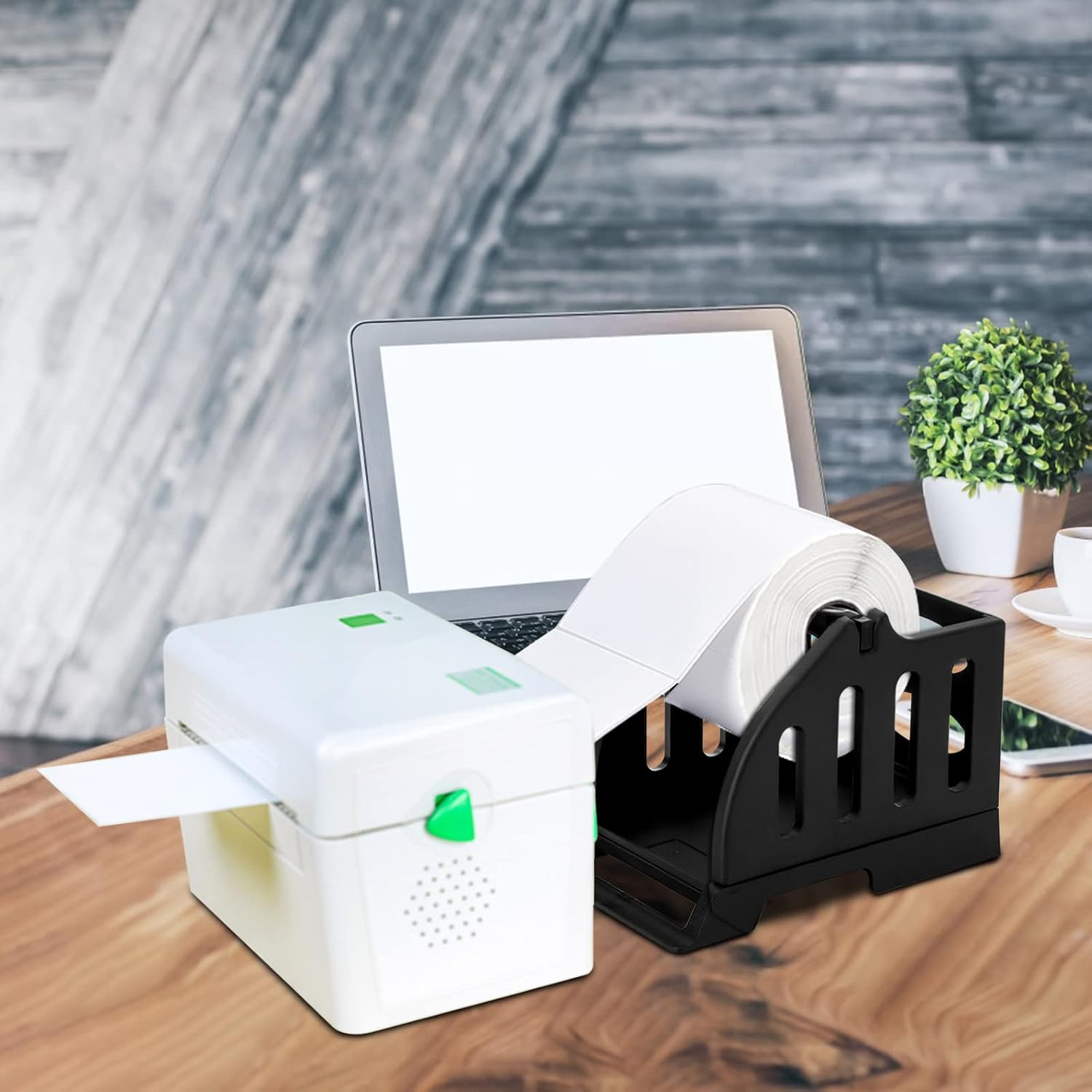 DEAYOU 2 Pack Label Roll Holder, Thermal Label Holder for Rolls and Fan-Fold Labels, Desktop Label Printer Accessory, Plastic Shipping Label Stand Bracket for Stack, Thermal Bar Code Sticker, Office - Image 8