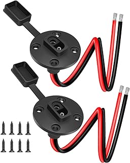SAE Connector, Electop Solar Weatherproof SAE Socket Sidewall Port, SAE Cable Quick Connect Panel Mount Universal Flush-Mountable Connector for Solar Generator Battery Charger with 8 Screws(2 Pack)