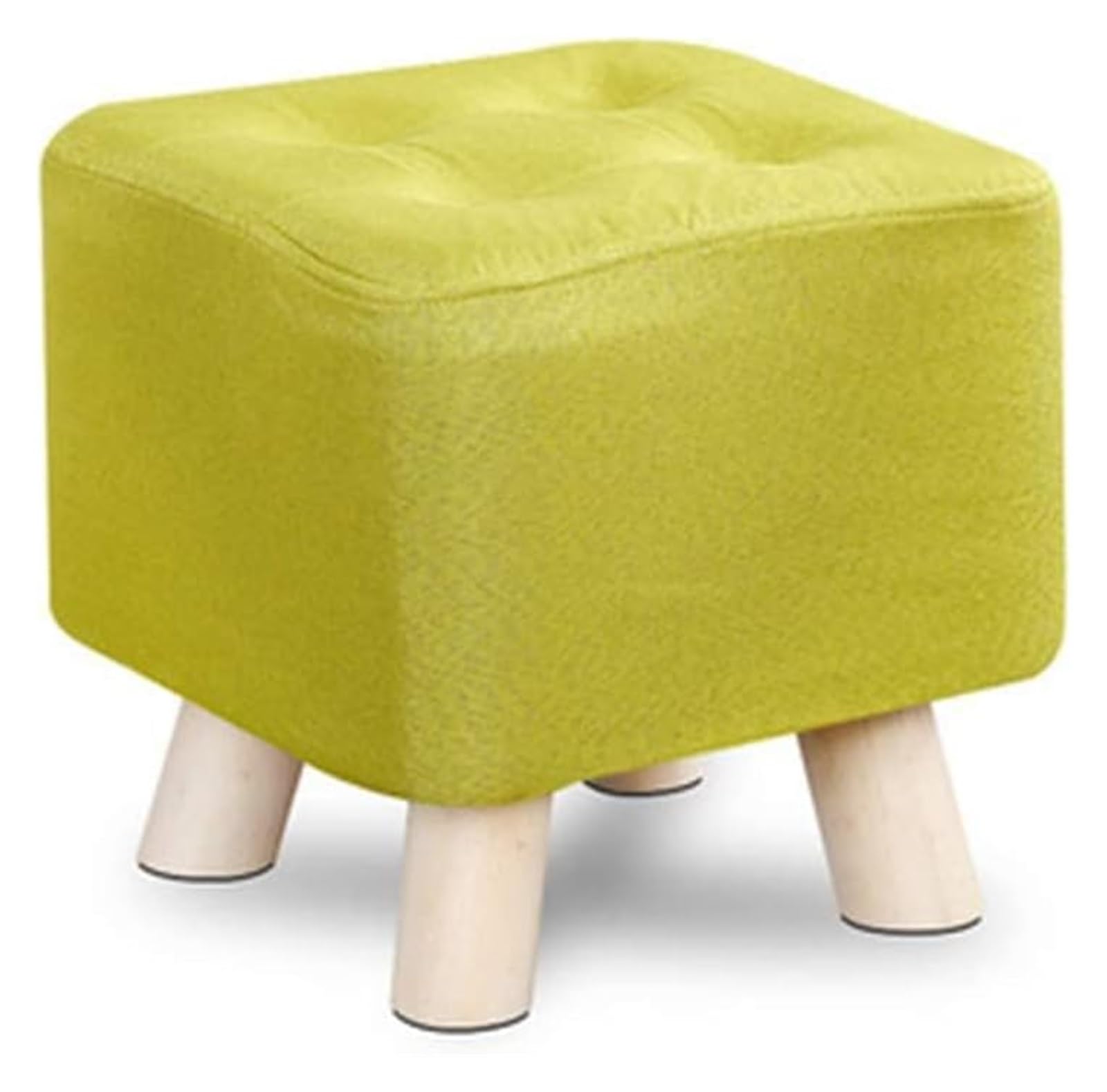 Ottoman repose-pieds bois massif tabouret bas carré rembourré et compact de salon