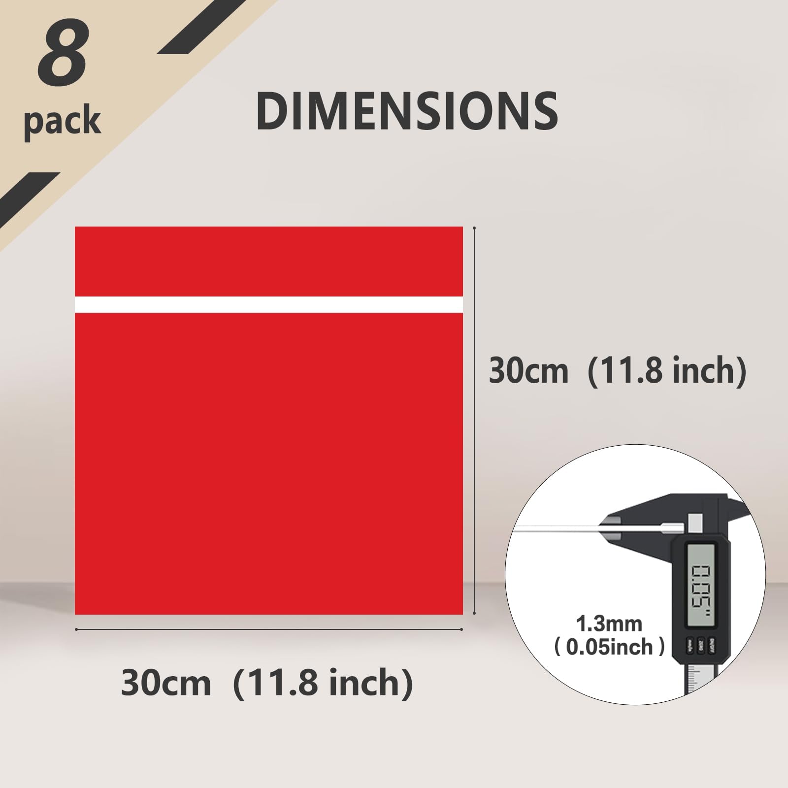 Set di 8 piastre in plastica ABS per incisione laser, 30 × 30 cm, 1,3 mm, a doppio strato, per targhette, cartelli, loghi e progetti fai da te (rosso su bianco)
