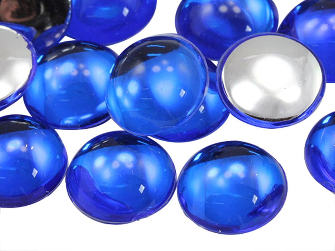 Allstarco Blue Sapphire A09 11Mm Flat Back Acrylic Round Cabochons Plastic Pearl Gems For Jewelry Making Costume Making Cosplay Jewels Embelishments - 50 Pieces