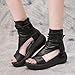 Women's large-size high-top sandals, casual fashionable and breathable, for outdoor wear in summer. (black,8)