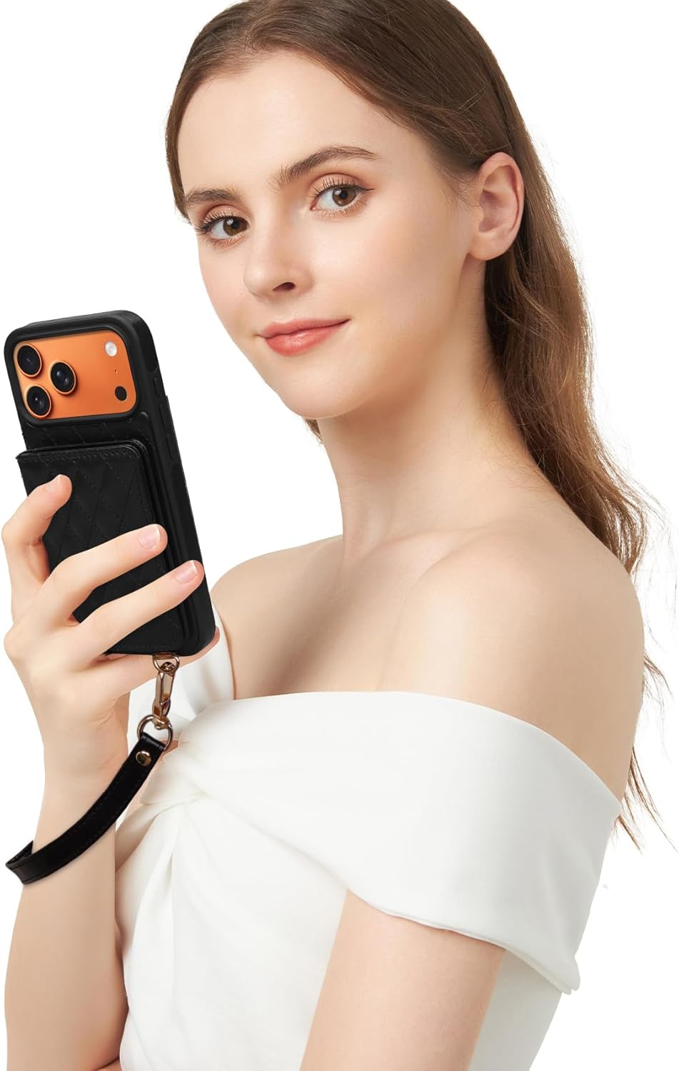 Rssviss Crossbody Wallet Case for iPhone 17 Pro Max with Mirror, Kickstand Magnetic Clasps Card Holder with RFID Protection, PU Leather Shockproof Cover for Women - 6.9", Black