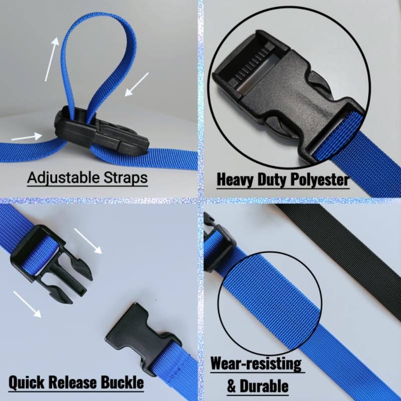 TsdL-one 6 Pack Boat Cover Tie Down Straps with Quick Release Buckles - 1 Inch x 8.33 Ft Heavy Duty Durable Adjustable Nylon Strap for Trailers, Watercraft, RV & Furniture Covers-Blue - Image 3