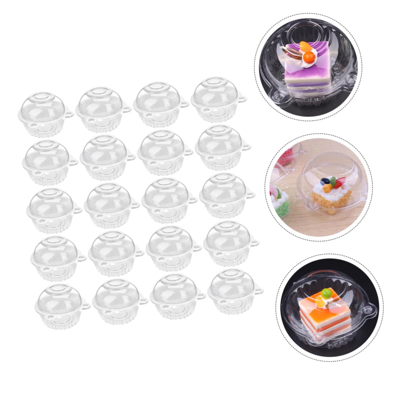 BESTYASH 50Pcs Transparent Cupcake Holders with Lids Individual Dessert Containers for Weddings Showers Parties Festivals for Cupcake Packaging and Storage