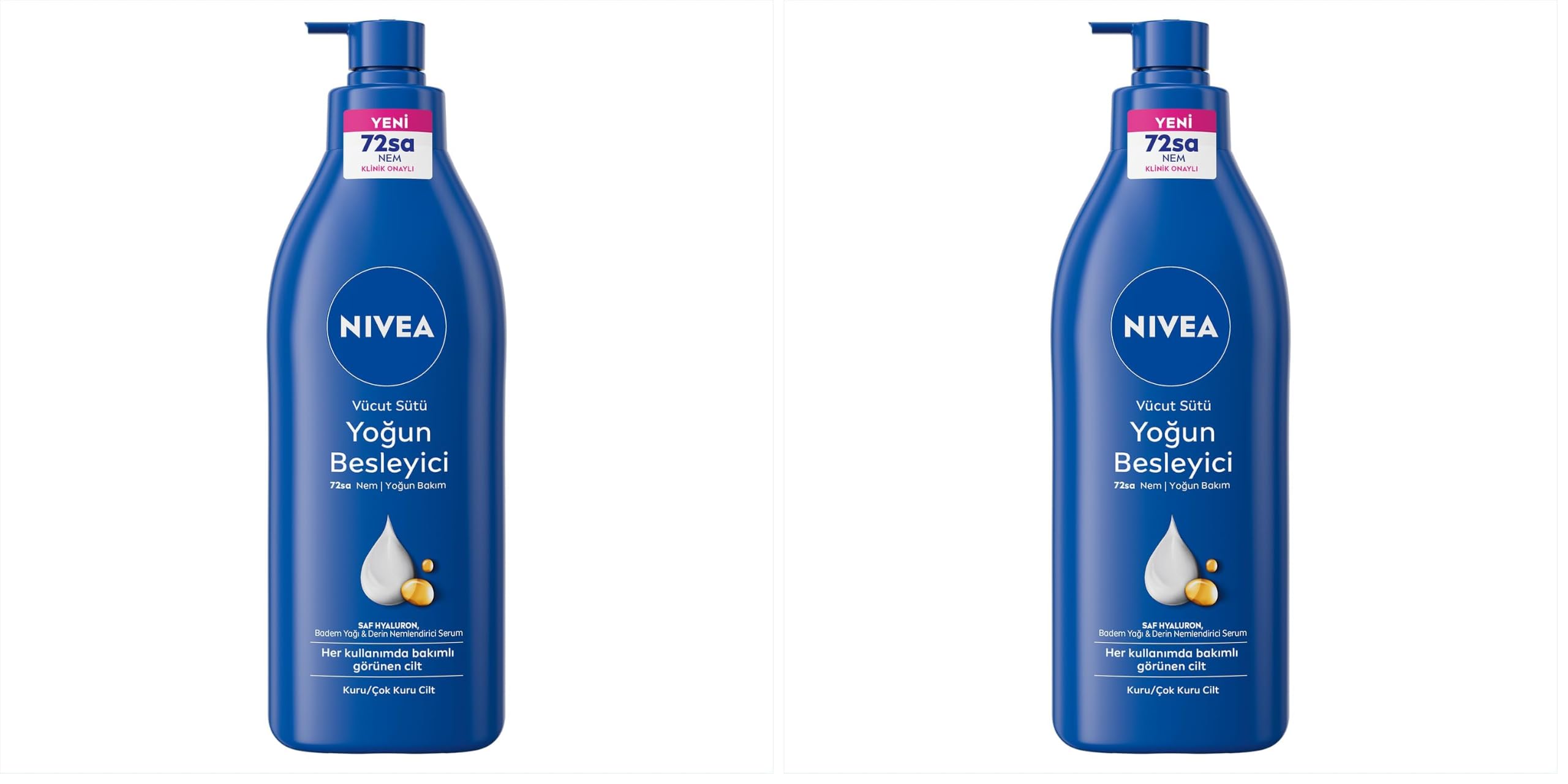 NIVEA Besleyici Vücut Sütü 400 ml, Kuru ve Çok Kuru Ciltler, 72 Saat Yoğun Nemlendirici Vücut Losyonu, 2 Kat Fazla Badem Yağı (2 paketi)