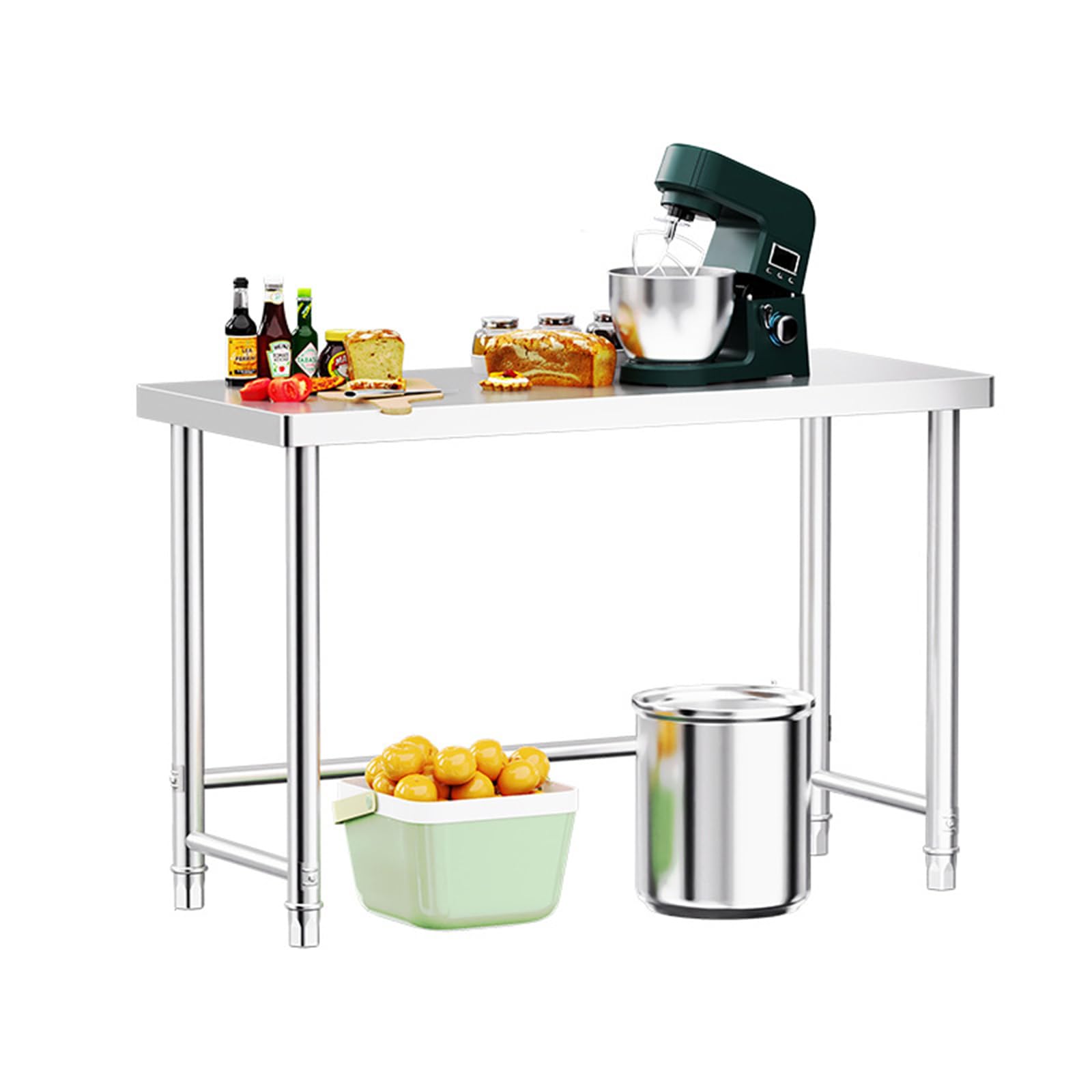 Tavolo da cucina in acciaio inox Tavolo da lavoro Piano di Lavoro per Cucina per la preparazione dei cibi con Piedini regolabili(70x50x80cm/27.5X19.6X31.4in)