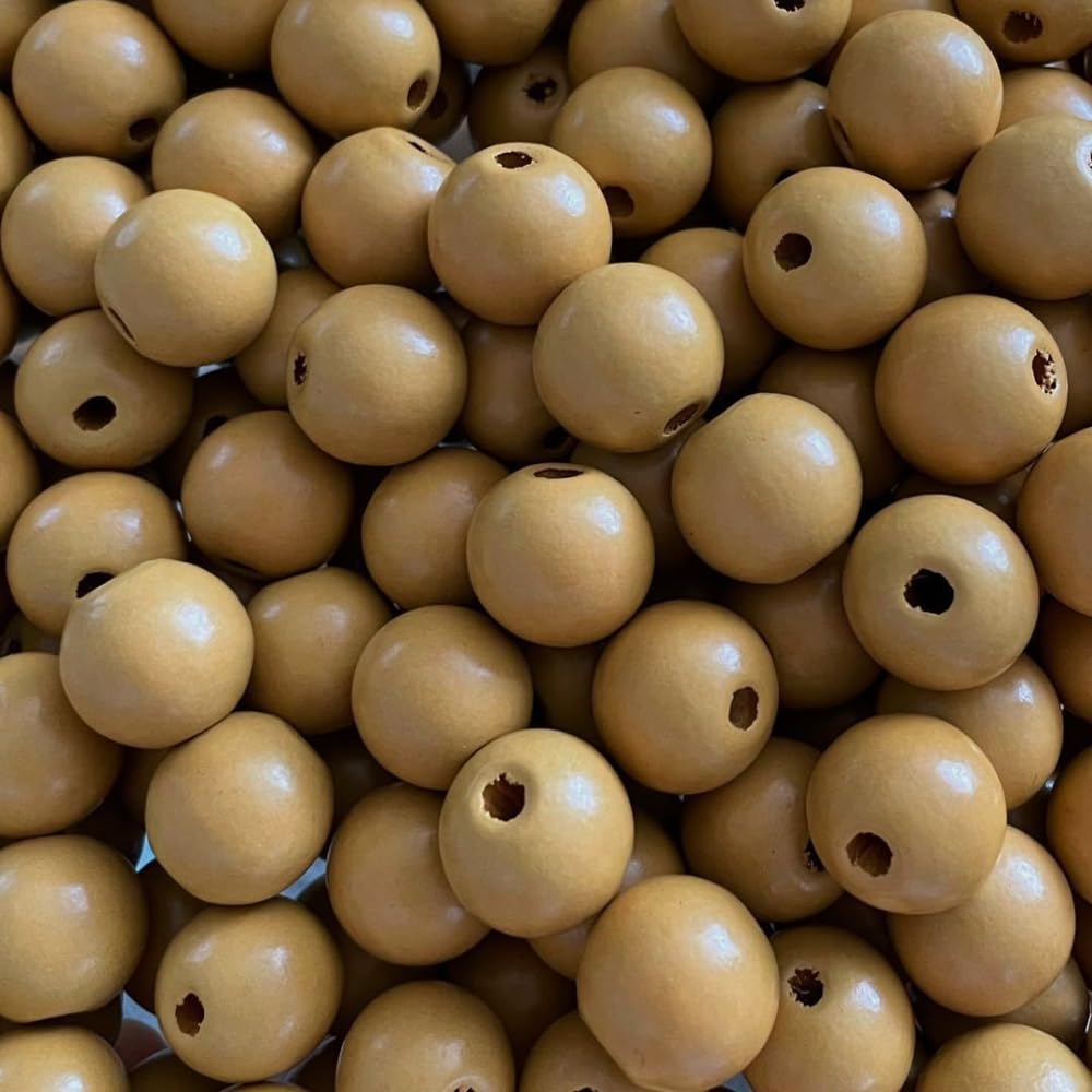 Lot De 100 Perles En Bois Naturel De 30 Mm - Idéales Pour Le Macramé, Bijoux DIY Et Décorations Maison