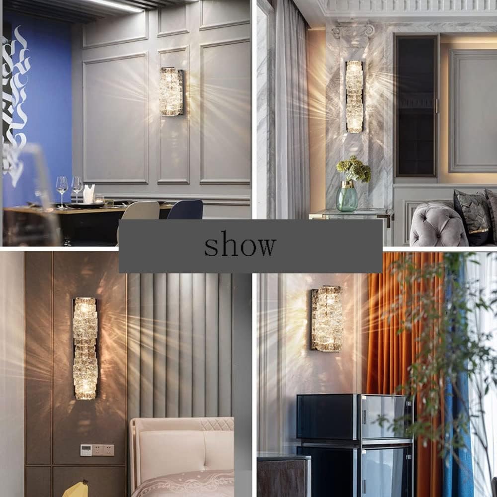 Moder Cystal Prism LED Wall Sconce, Indoor Decor Gold/Chrome Finsih Three-Color Dimmable Wall Lamp Light for Living Room Dinning Room Hallway Vanity Light Fixture Lámpara de Pared (Color : Gold)
