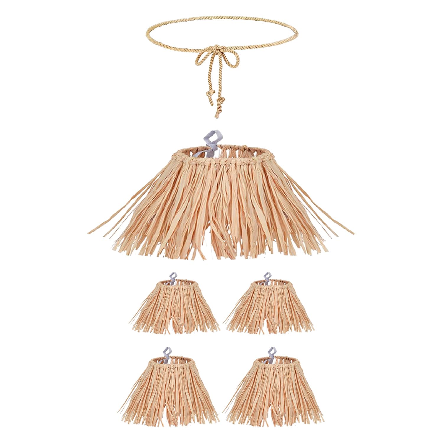 JNAWA 6-Piece Scarecrow Costume Kit with Rope Belt, Necklace, Bracelets, Anklets - Funny Carnival Scarecrow Cosplay Accessories for Adult Party Decoration