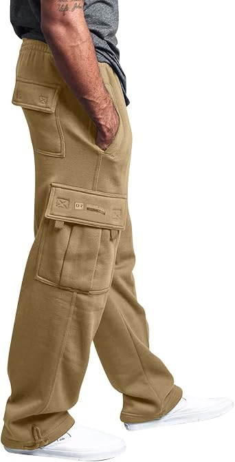 Baggy Cargo Sweatpants for Men Plus Size Big and Tall Jogger Sweatpants Relaxed Fit Multi Pocket Outdoor Hiking Pants