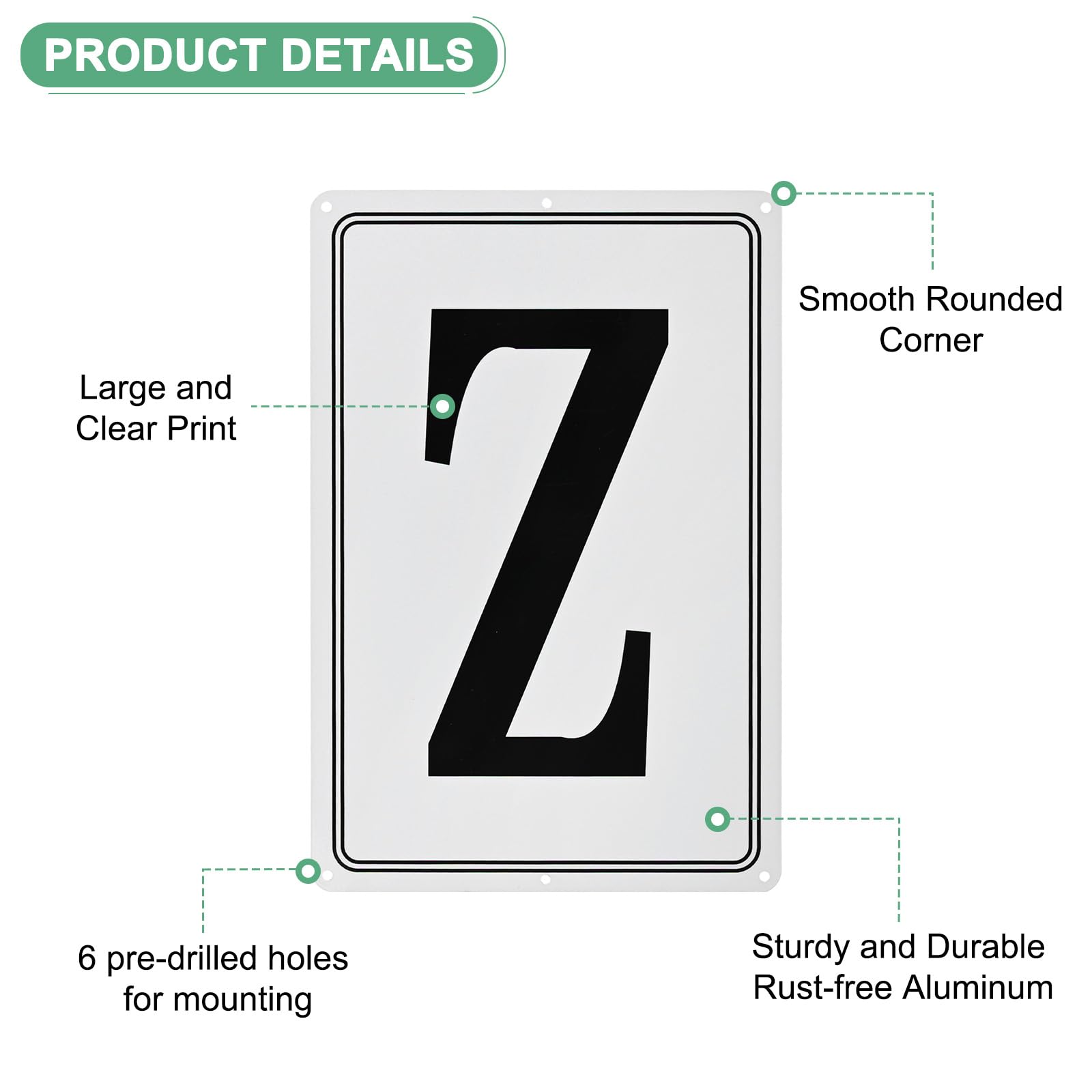 M METERXITY Aluminum Letter Sign Z, 11.8 Inch House Numbers and Metal Letters, Parking Spot Letter Signs - Image 2