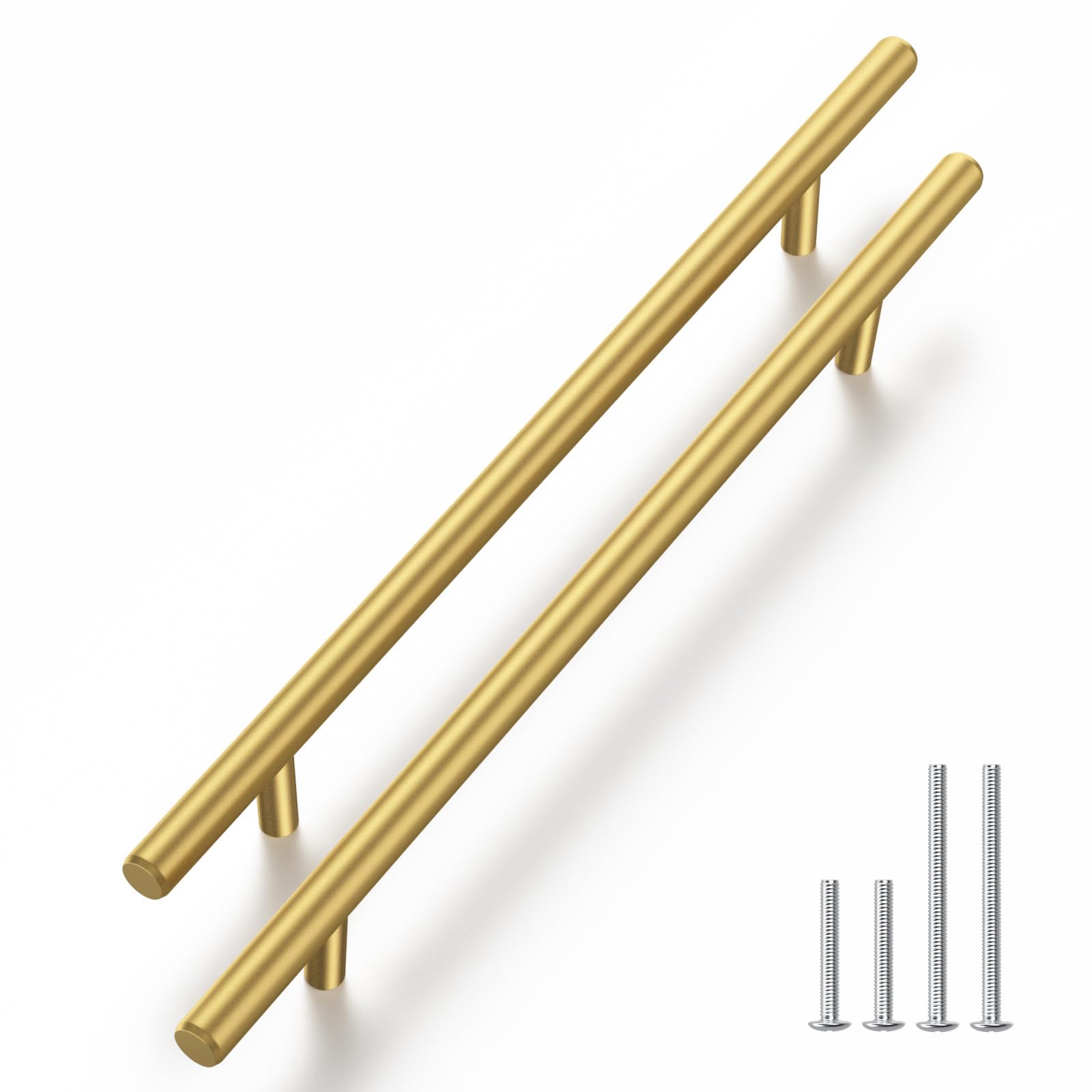10 Pack Brushed Gold Cabinet Handles - 8 Inch (204mm) Square Drawer Pulls, Zinc Alloy Kitchen & Bathroom Hardware