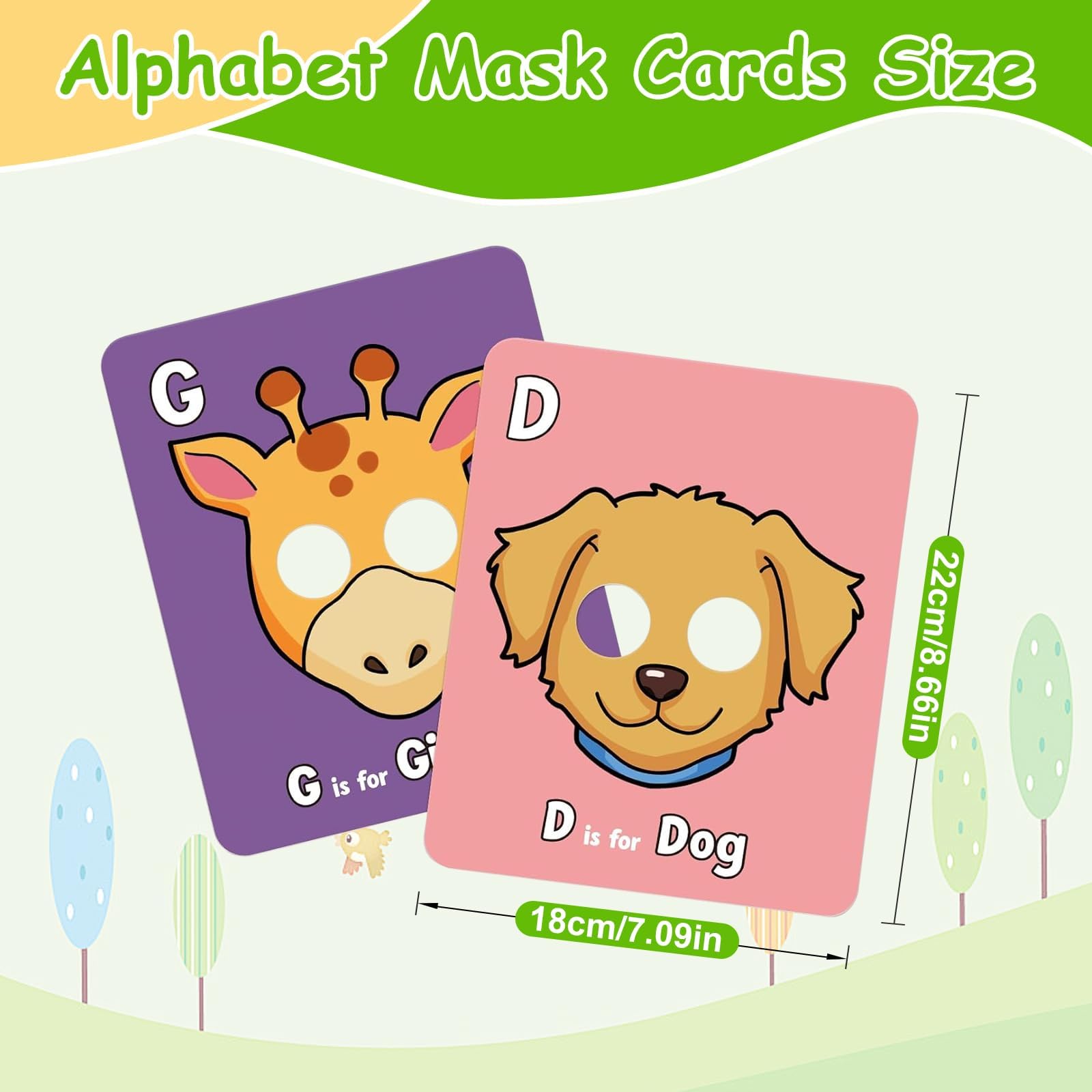 26 PCS Alphabet Flash Cards, Giant Colourful ABC Animal Mask Flashcards, Interactive Education Learning Tool - Image 3