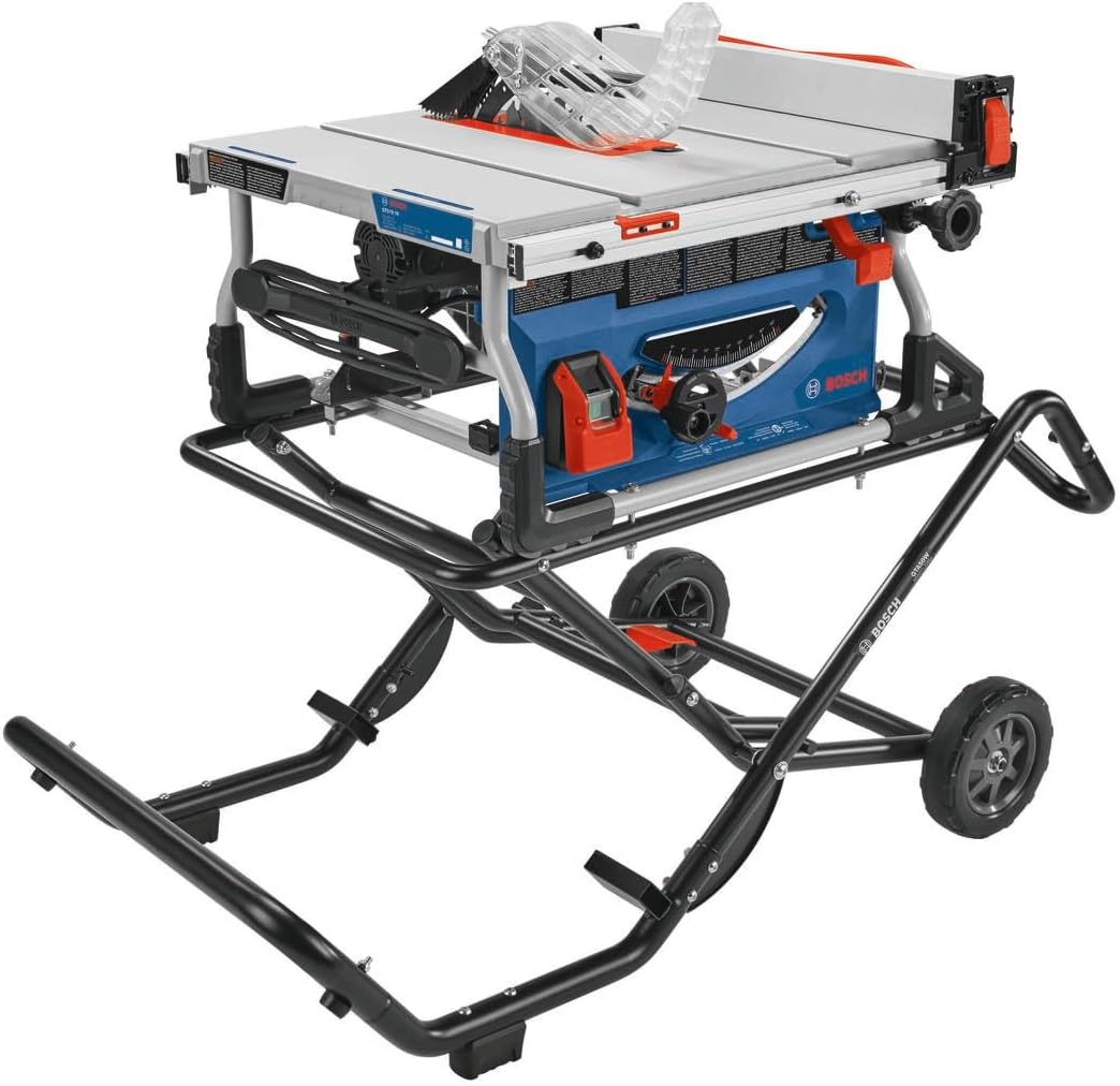BOSCH GTS15-10 10 Inch Portable Jobsite Table Saw with Gravity-Rise Wheeled Stand