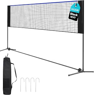 OLIXIS Portable Badminton & Volleyball Net - Adjustable Height 2.79-5.1FT, 10/14/17FT Sizes, Indoor Outdoor with Carry Bag