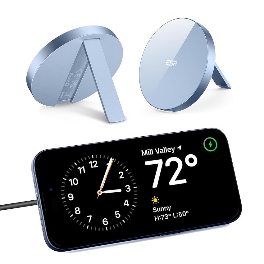 Immagine del prodotto ESR HaloLock Caricatore Wireless con Cavalletto Compatibile con iPhone 15/15 Plus/15 Pro/15 PRO Max/14/13/12 e MagSafe,con Cavo Rimovibile da 1,5 m(Adattatore Non Incluso),Blu