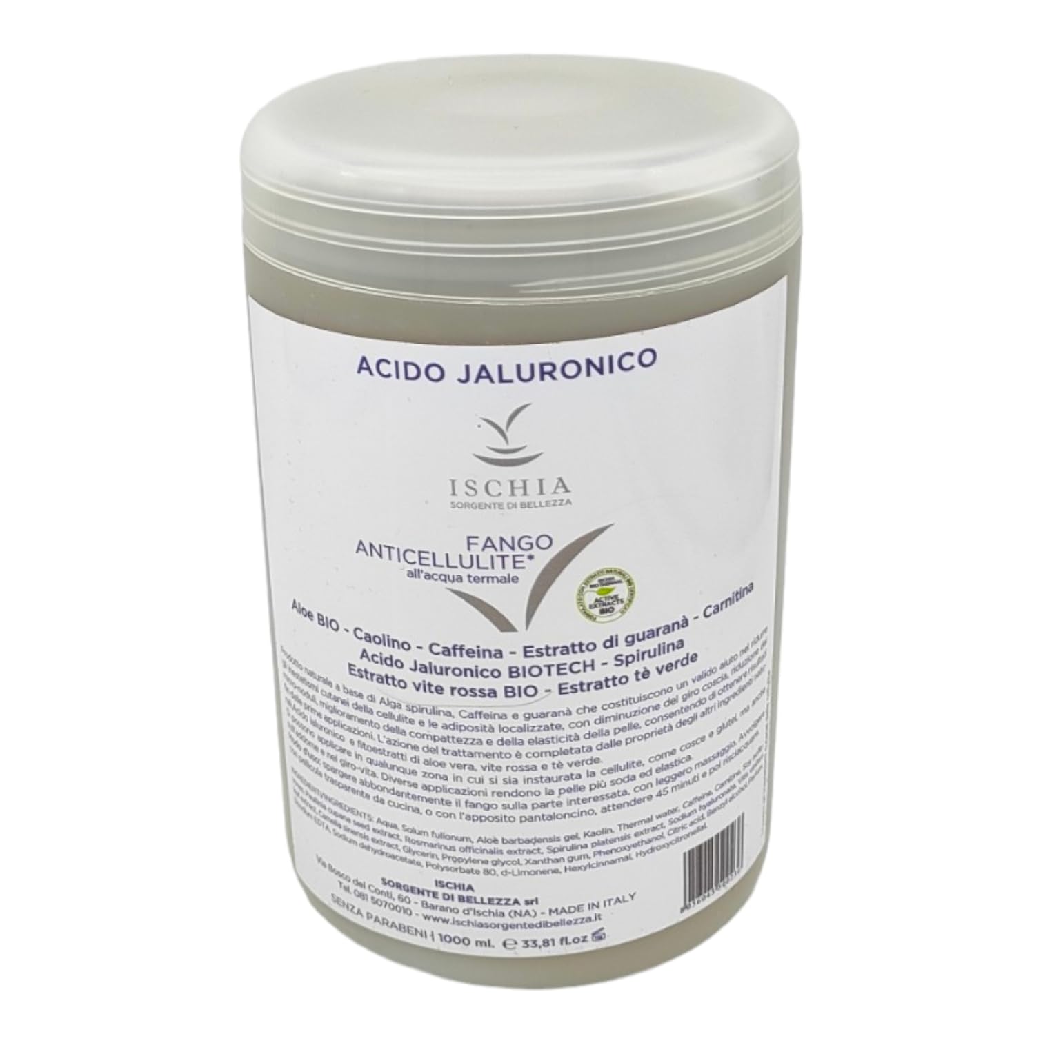 ISB - Fango Termale Anticellulite 1000 ml con Acido Ialuronico Biotech a base di Acqua Termale dell'Isola d'Ischia