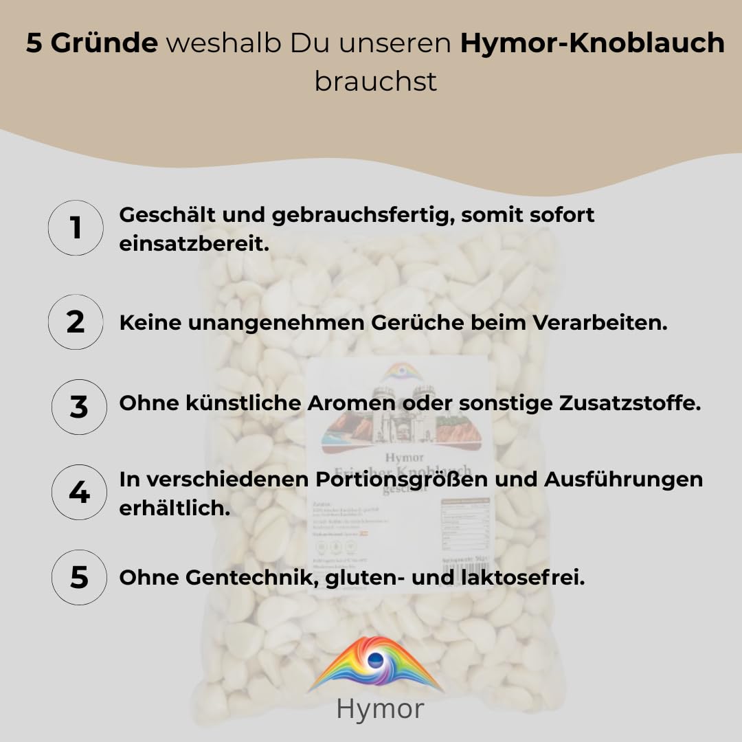 Hymor geschälter Knoblauch Ajo Morado 5kg Großpack aus Las Pedroñeras für Gastronomie