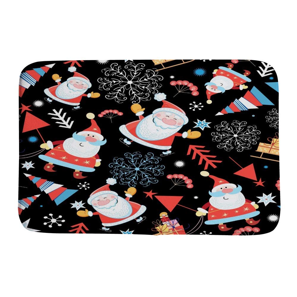 Tapis de bain doux confort premium motif sapins de Noël et Père Noël
