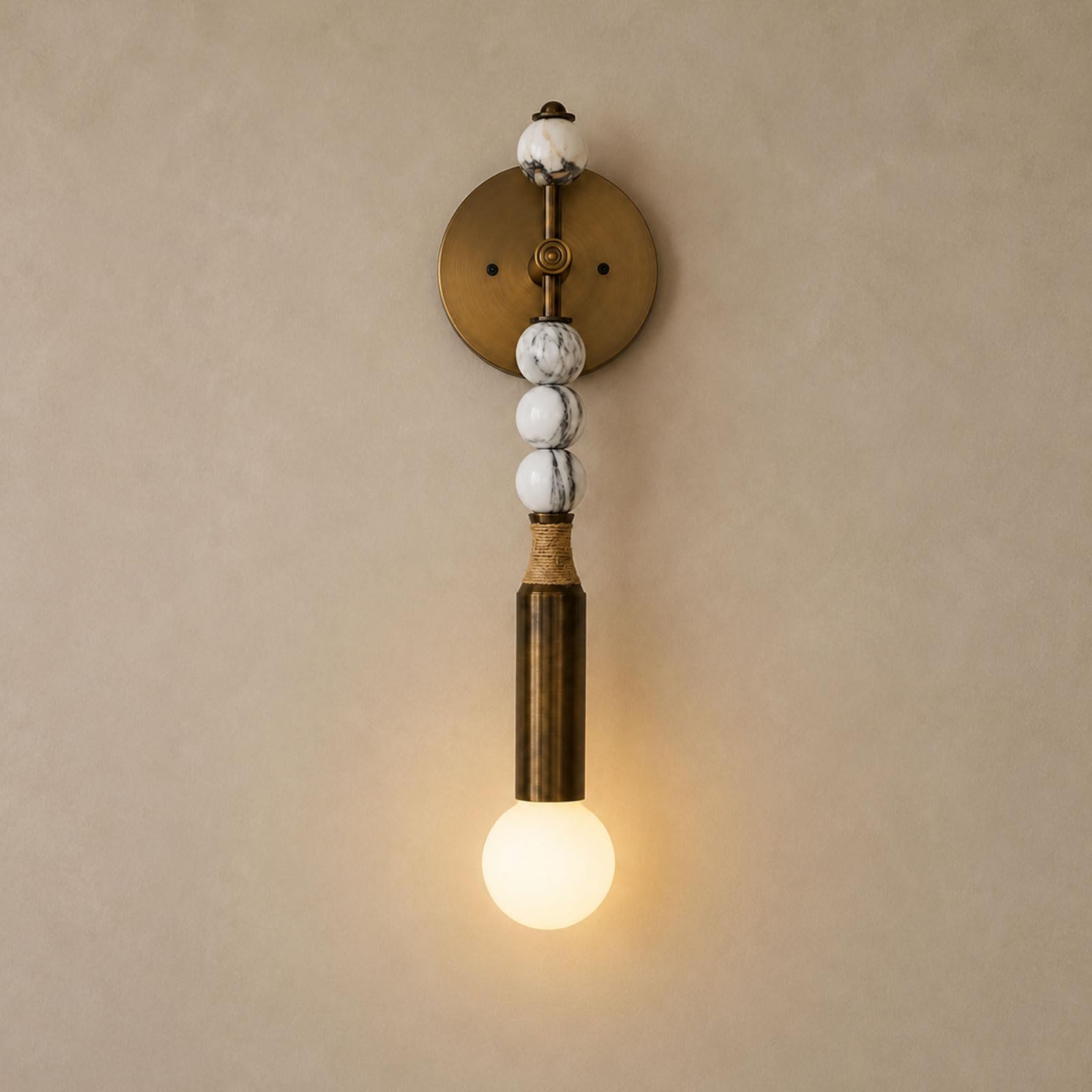 Ioedhw Marble Material Vintage Marble Wall Sconce Vertical Stacked Natural Stone Wall Lamp