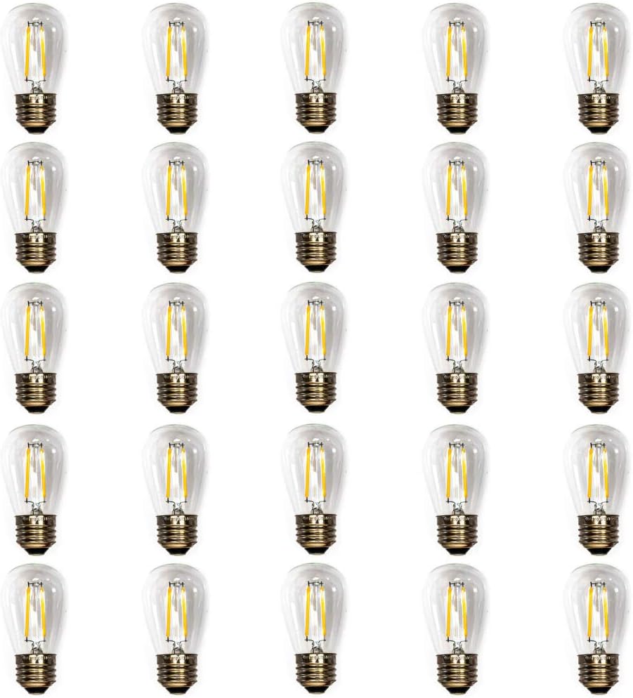 Warm White S14 LED Filament Bulbs - Patio String Light Replacement Bulbs - 5 Pack
