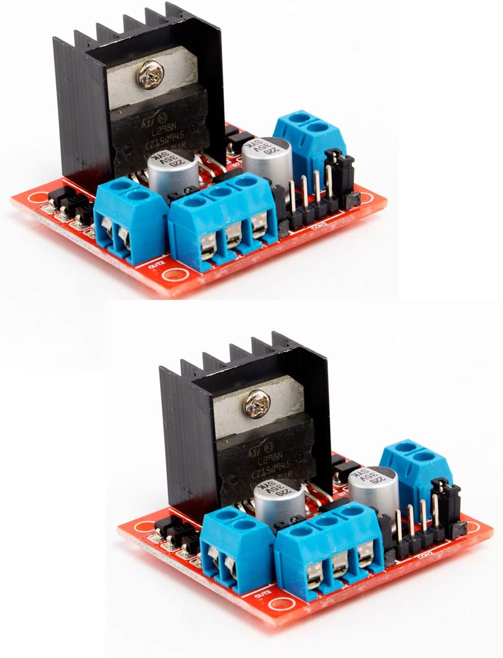2 Pcs L298N Motor Driver Module Dual Channel H Bridge DC Stepper Driver Module Controller for Arduino Raspberry Pi