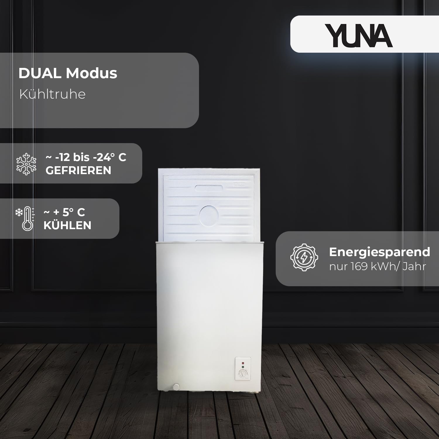 YUNA FROSTER 100 Gefriertruhe DUAL Modus mit Drahtkorb 4 Sterne Gefrierfach weiß