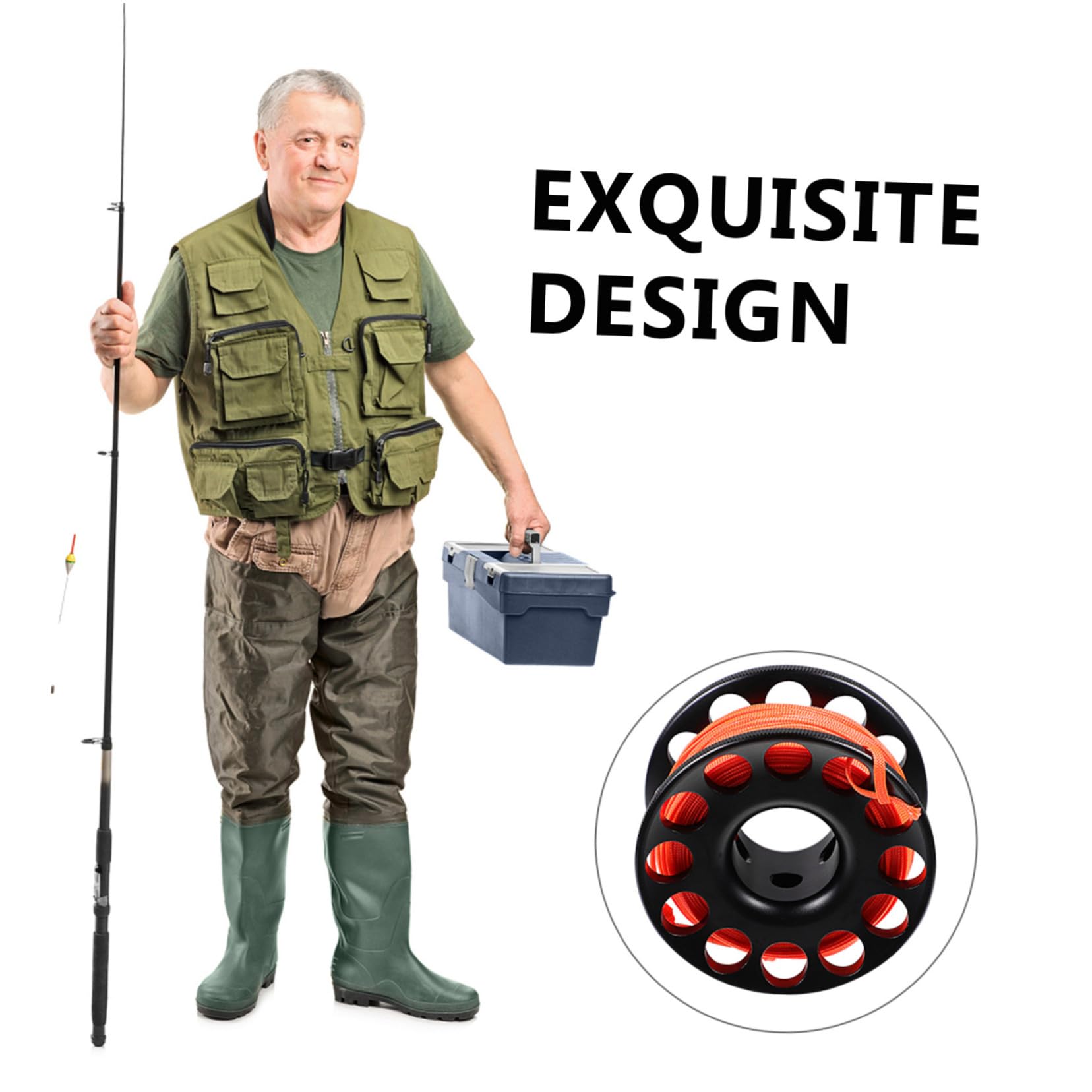 Gogogmee Scuba Diving Anti-Winder Lightweight Diving Finger Reel Essential Line Spool