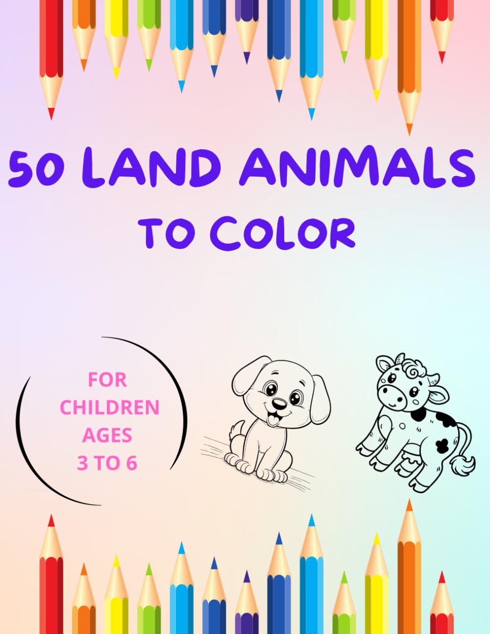 50 land animals to color: For children ages 3 to 6