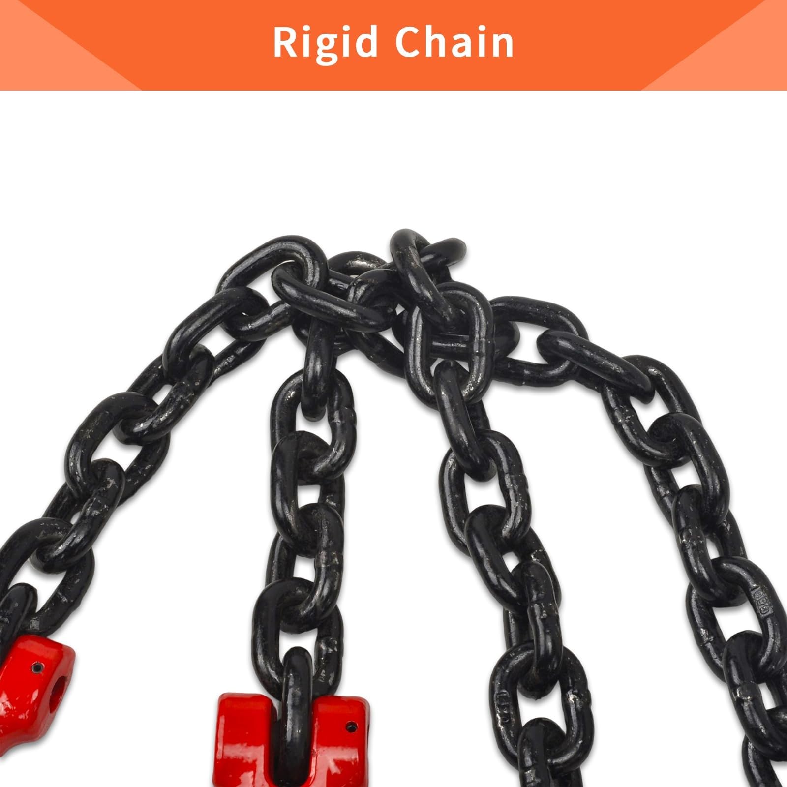 Ostacolo Auto Catena di Traino per Trasporto Tipo V da 3/8" di Grado 80 con 15 Ganci A J, Gambe con Gambo Lungo da 2/3 Piedi, Limite di Carico di Lavoro di 7100 Libbre(3/8'' X 2'/J-Hook-BKRD)