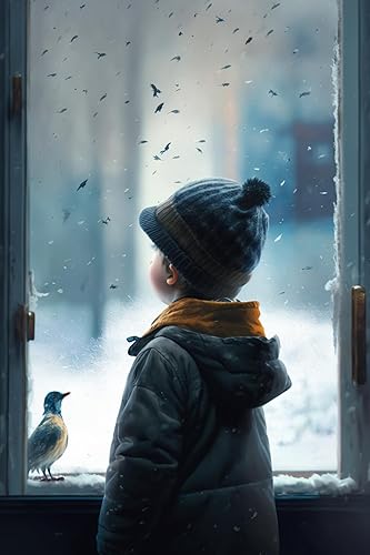 Miniatura 8 de IHMOLN Girl in The Snow - Kit de pintura de diamantes  Hermoso kit de punto de cruz de cristal redondo para principiantes, serie de paisaje azul de