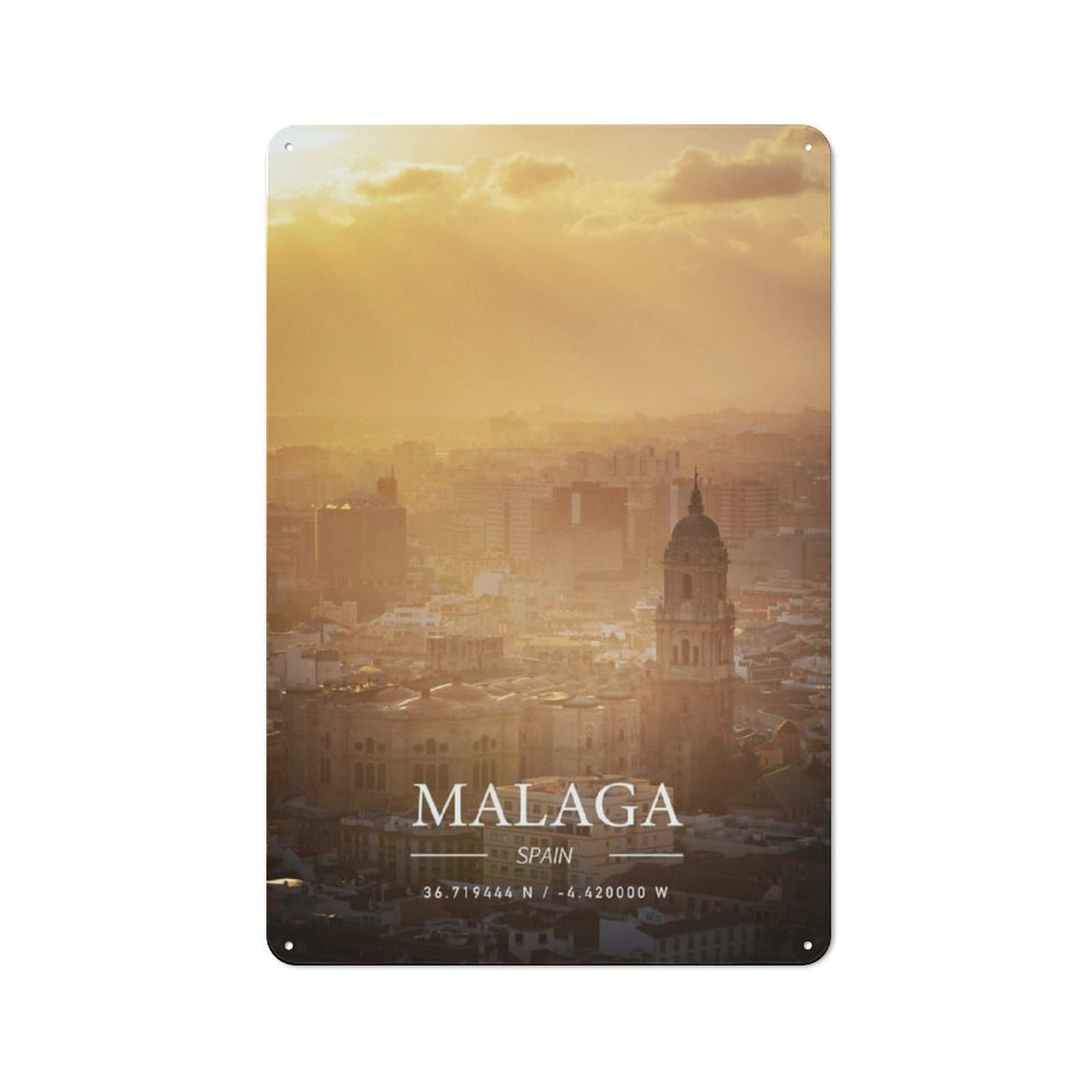 Junmoney Malaga Vintage Vintage Metal Sign 30X20cm Featuring Restaurant Wall Art For Takeaway, Bar, Kitchen Or Counter Area