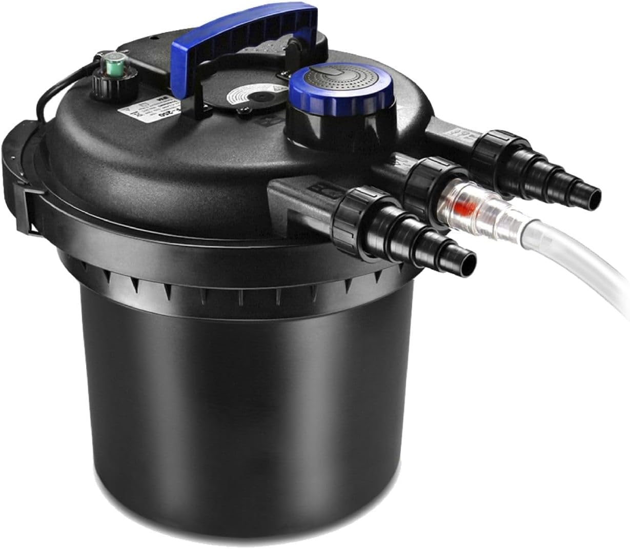 Flexzion Bio Pressure Pond Filter with UV-C Light Clarifier - 800-1600 Gallons (6000L) GPH Filtration System - Suitable for Koi Ponds, Ornamental Pools, Landscape Water & Fish Aquariums