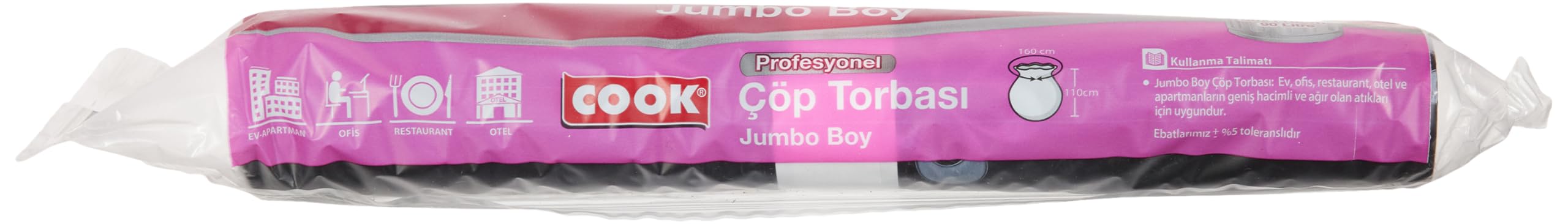 Cook Profesyonel Çöp Torbası, Jumbo Boy 80 cm x 110 cm (7 Adet/Rulo)
