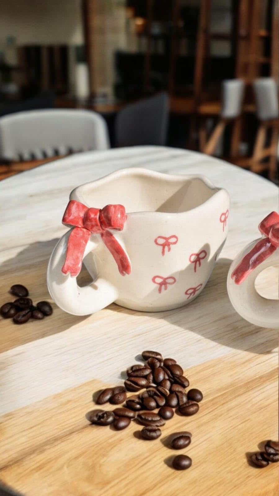 Handmade & Handpainted Cute Pinierest-Inspired 3D Realistic Bow Ceramic Mug | Microwave Safe Coffee Mug | 200 ml Ceramic Tea Cup | Gifting Mug for Birthday & Special Occasions-image-3